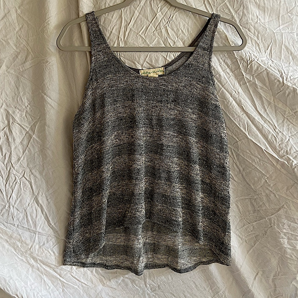 Small Urban Outfitters Staring at Stars Hi- Low Gray Tank Top with Gold Filament